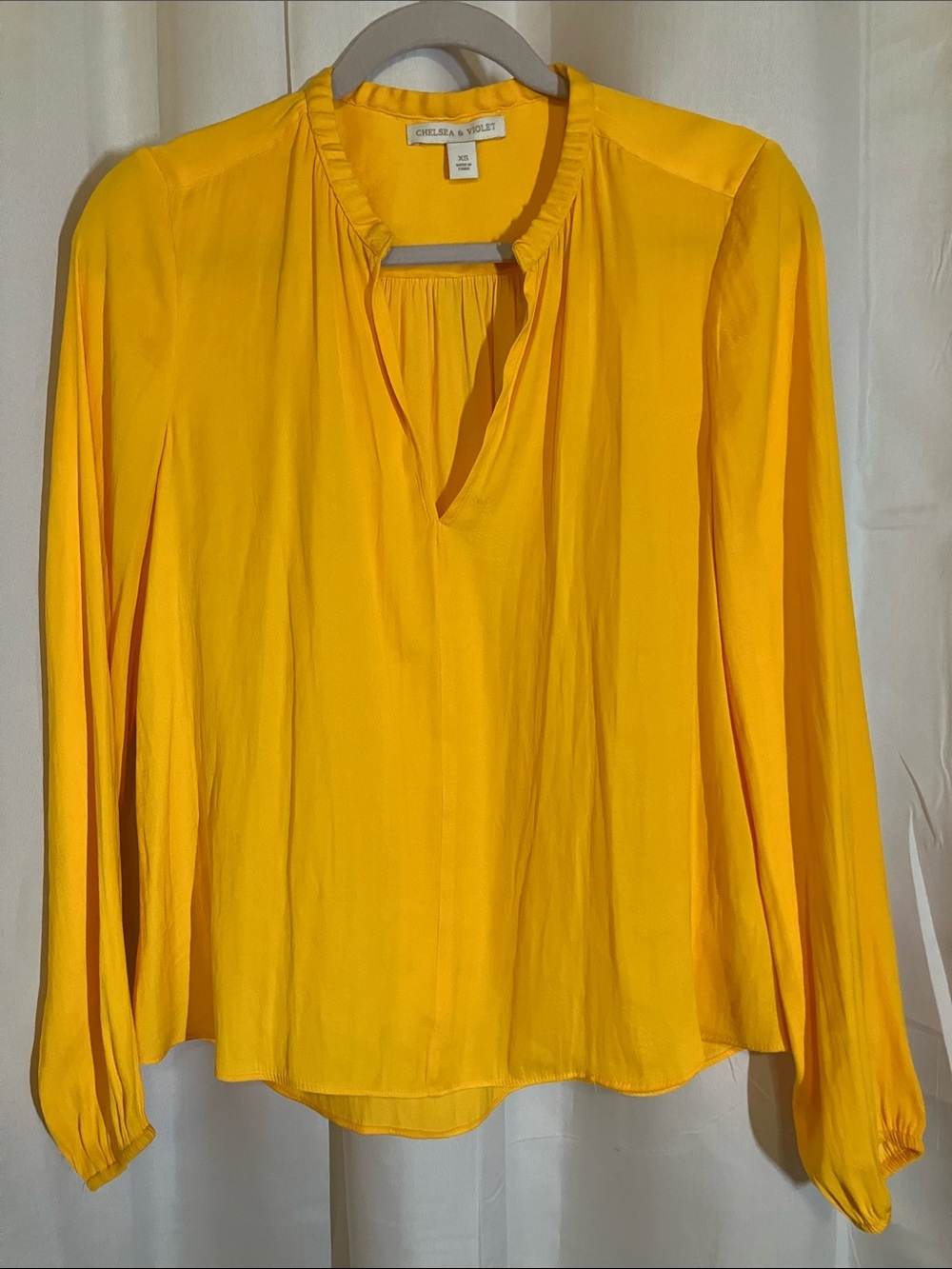 Chelsea & Violet Canary Yellow Ruffle-Trim V-Neck Blouse